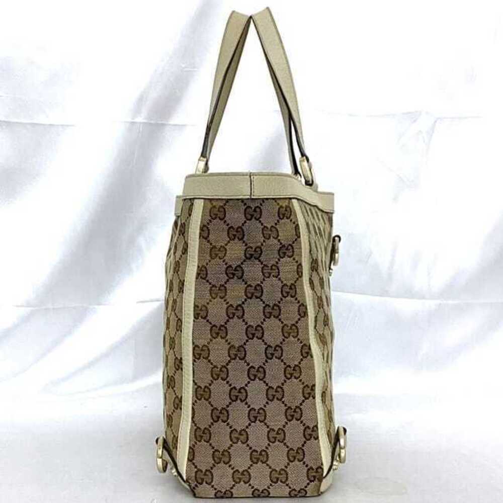 Gucci Canvas GG Beige over Abbey Tote Leather All Logo Cream Bag Retro Business